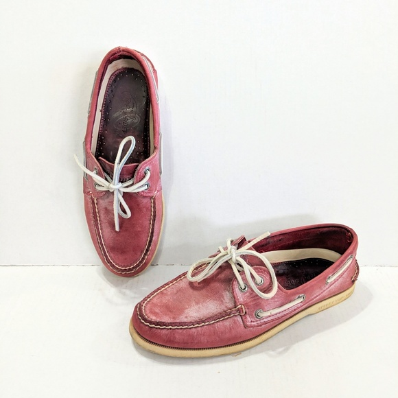SPERRY Men's WASHED A/O RED 8.5 W/ BOX DISTRESSED - Picture 2 of 8
